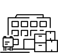 Office with boxes icon